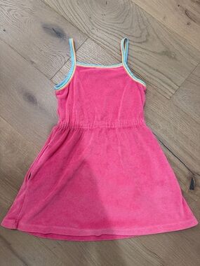Hanna Andersson Coral Pink Terry Tank Dress with Rainbow Trim